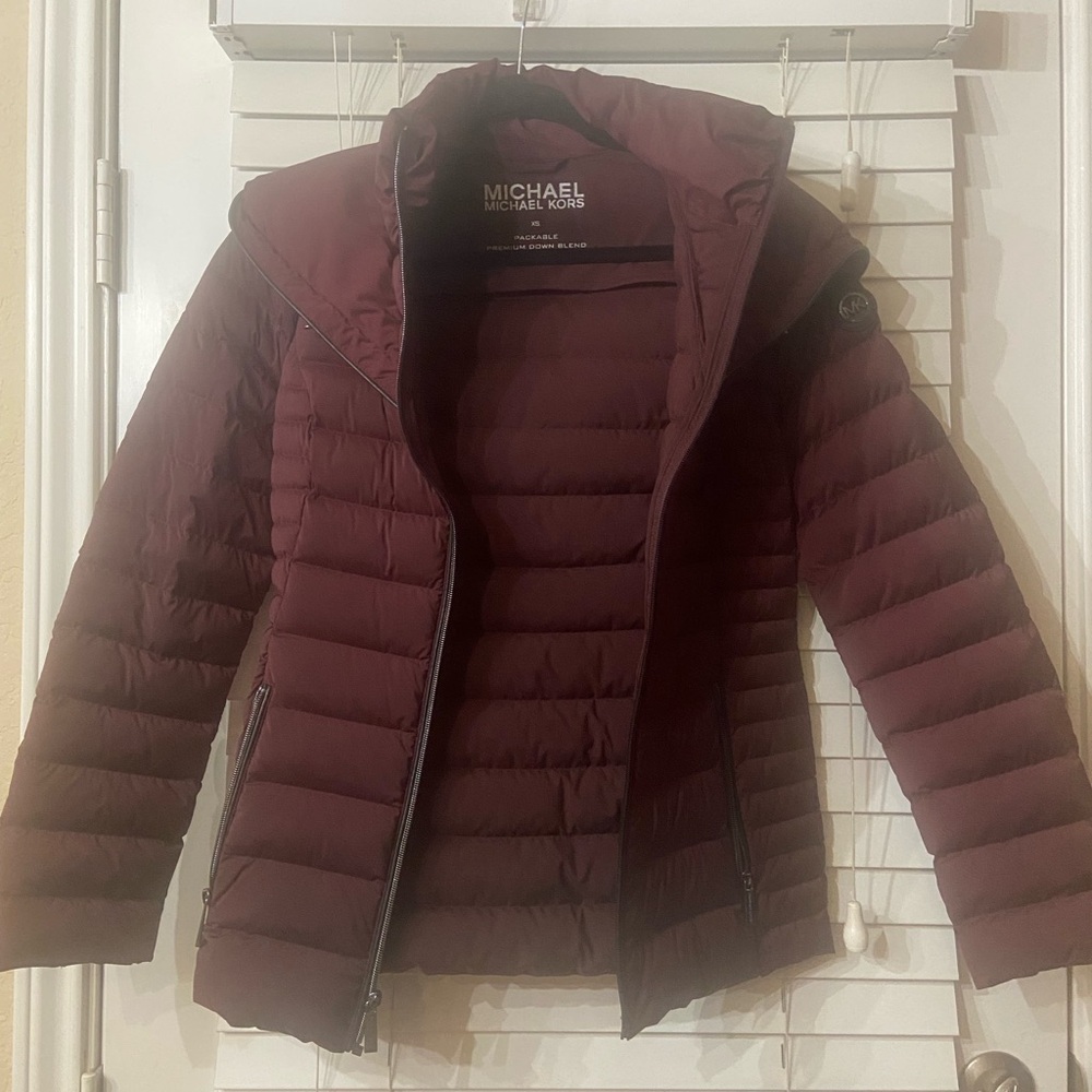 MK maroon puffer jacket